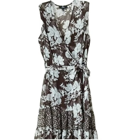 MSK | Brown Sheer Sleeveless Dress - Picture 1 of 9